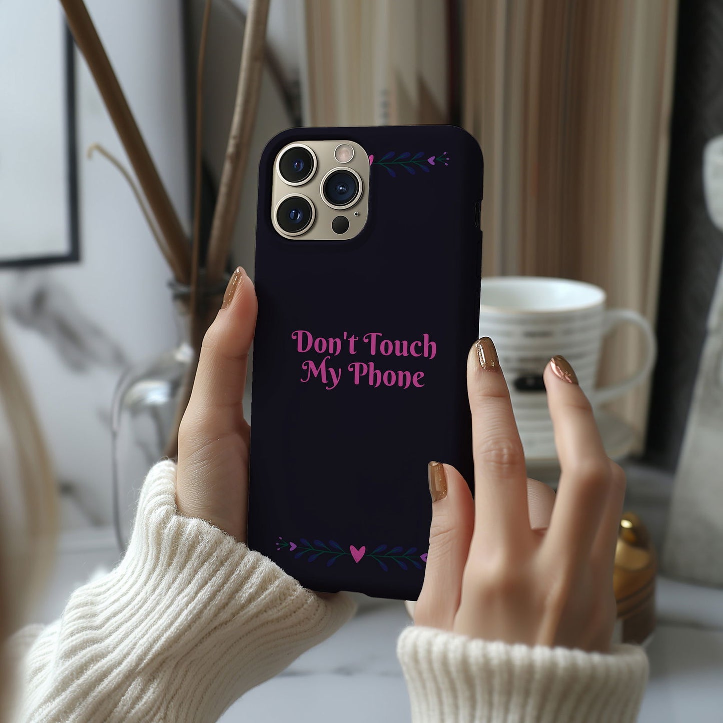 Purple and Pink Don't Touch My Phone Magsafe iPhone Case - Techy Treasures -