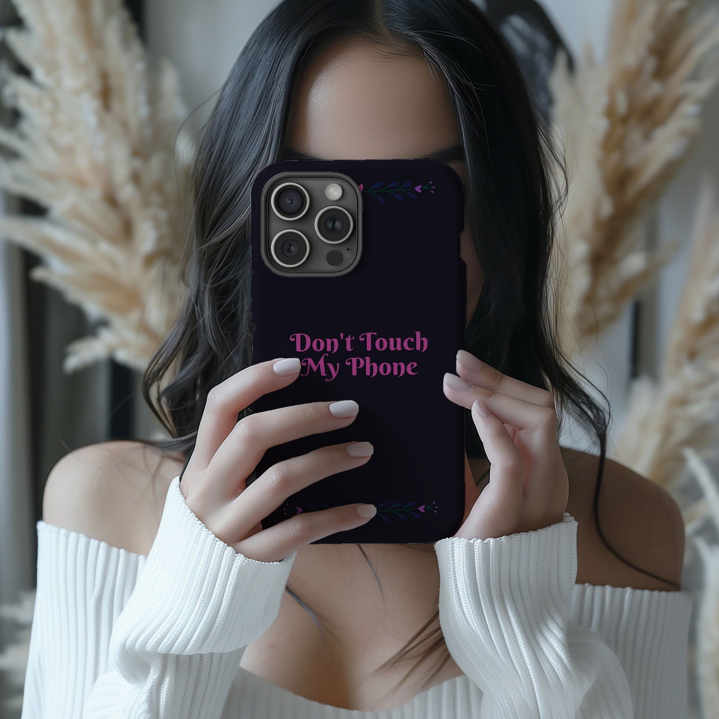 Purple and Pink Don't Touch My Phone Magsafe iPhone Case - Techy Treasures -