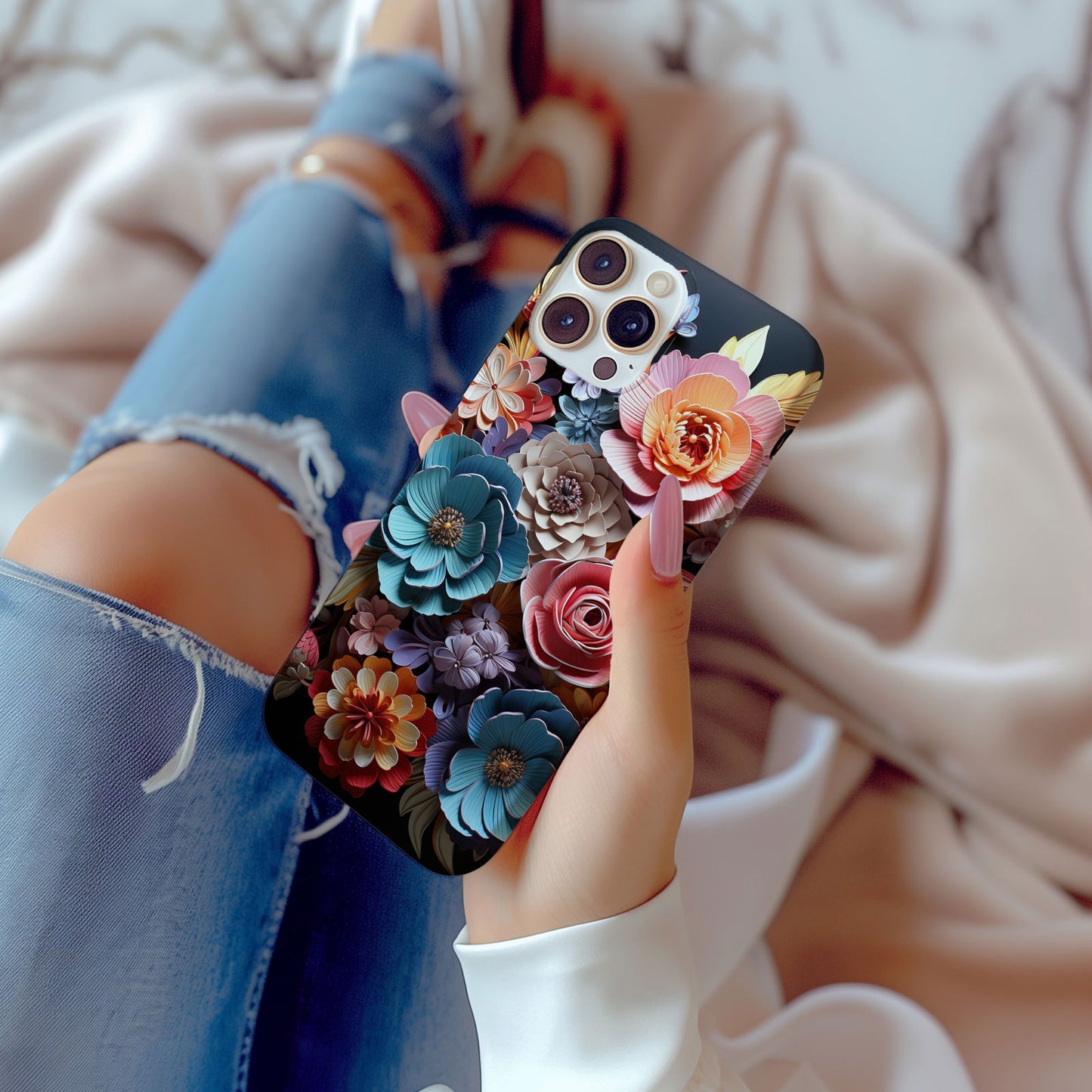 Vibrant 3D Floral iPhone Case Magsafe iPhone Case - Artistic & Colorful Protection for Your Device - Techy Treasures -