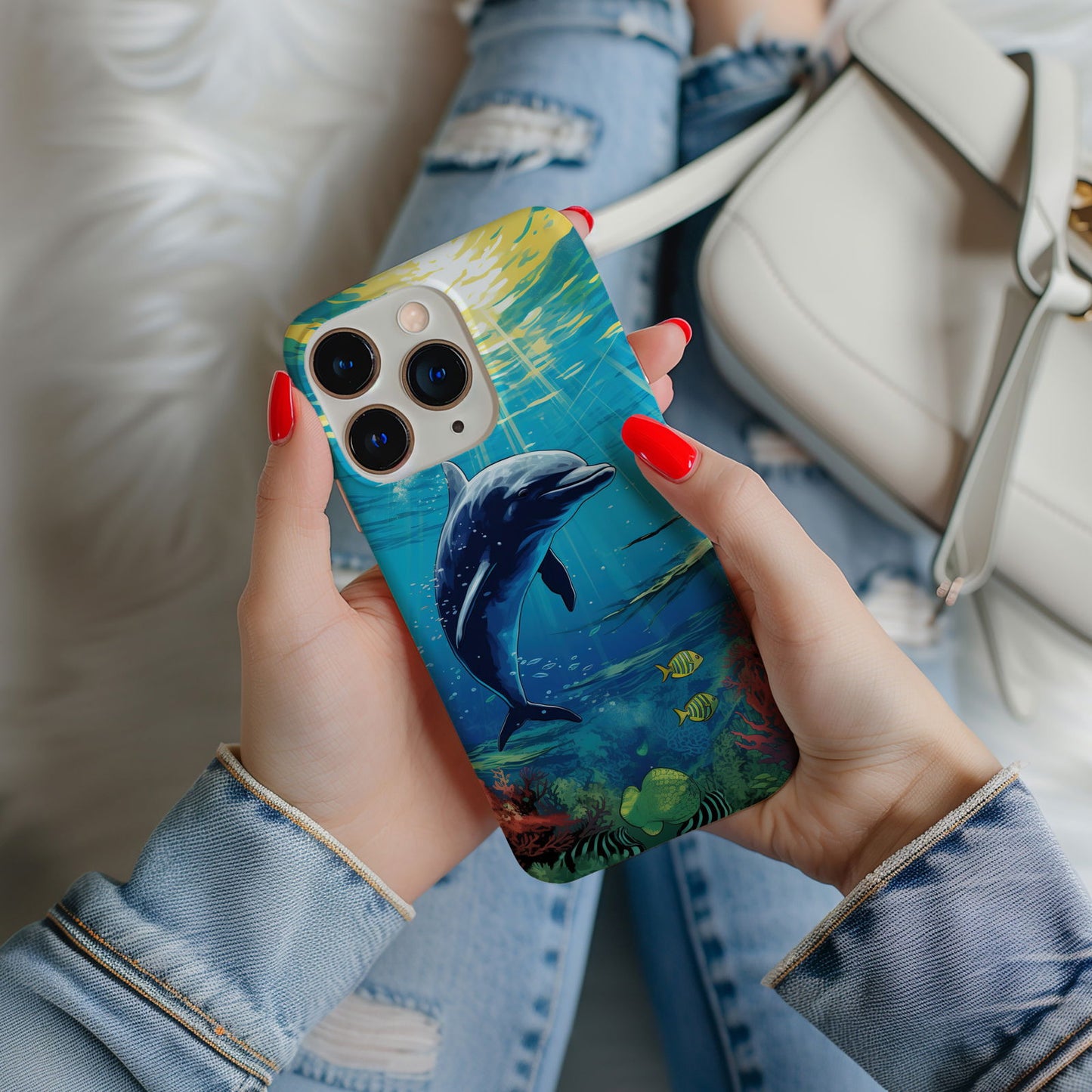 Vibrant Dolphin Undersea Magsafe iPhone Case - Techy Treasures -