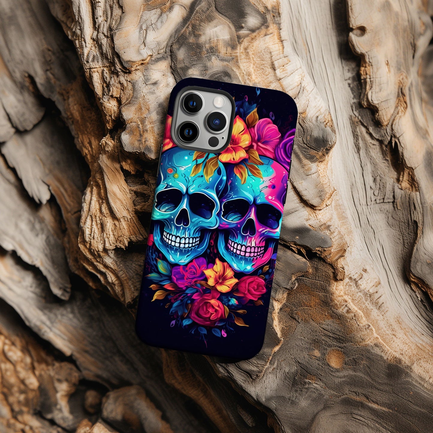 Vibrant Skull Couple MagSafe iPhone Case - Techy Treasures -