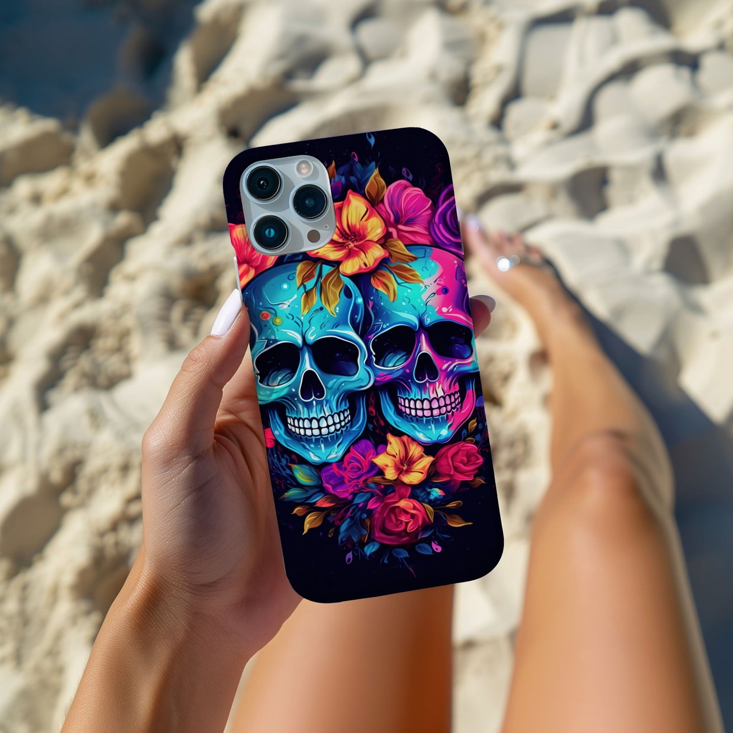 Vibrant Skull Couple MagSafe iPhone Case - Techy Treasures -