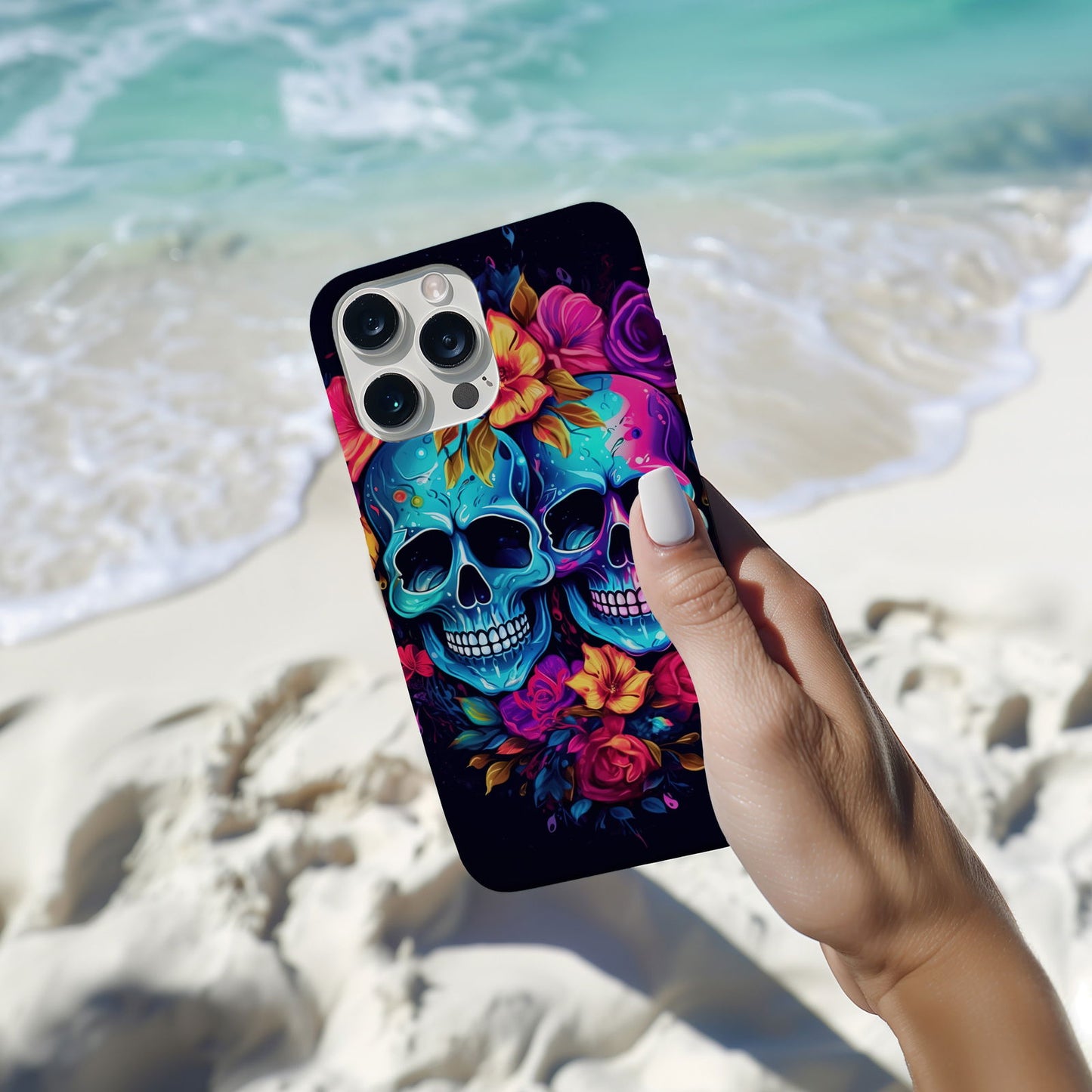 Vibrant Skull Couple MagSafe iPhone Case - Techy Treasures -