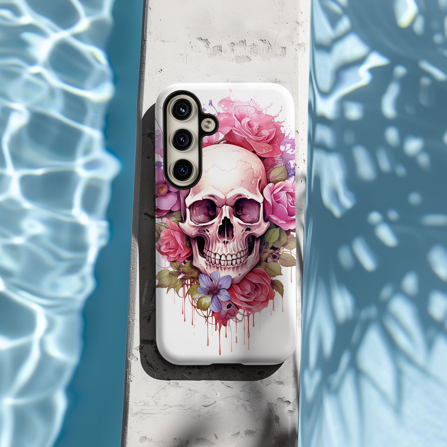 Vibrant Skull and Roses Design MagSafe iPhone Case - Techy Treasures -