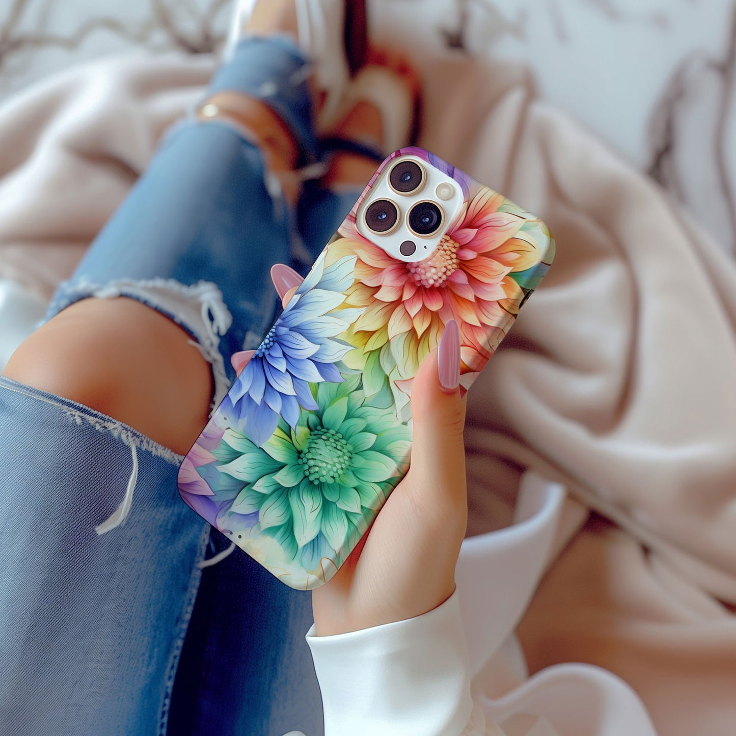 Vibrant Watercolor Floral iPhone Case Magsafe iPhone Case - Artistic & Colorful Protection for Your Device - Techy Treasures -