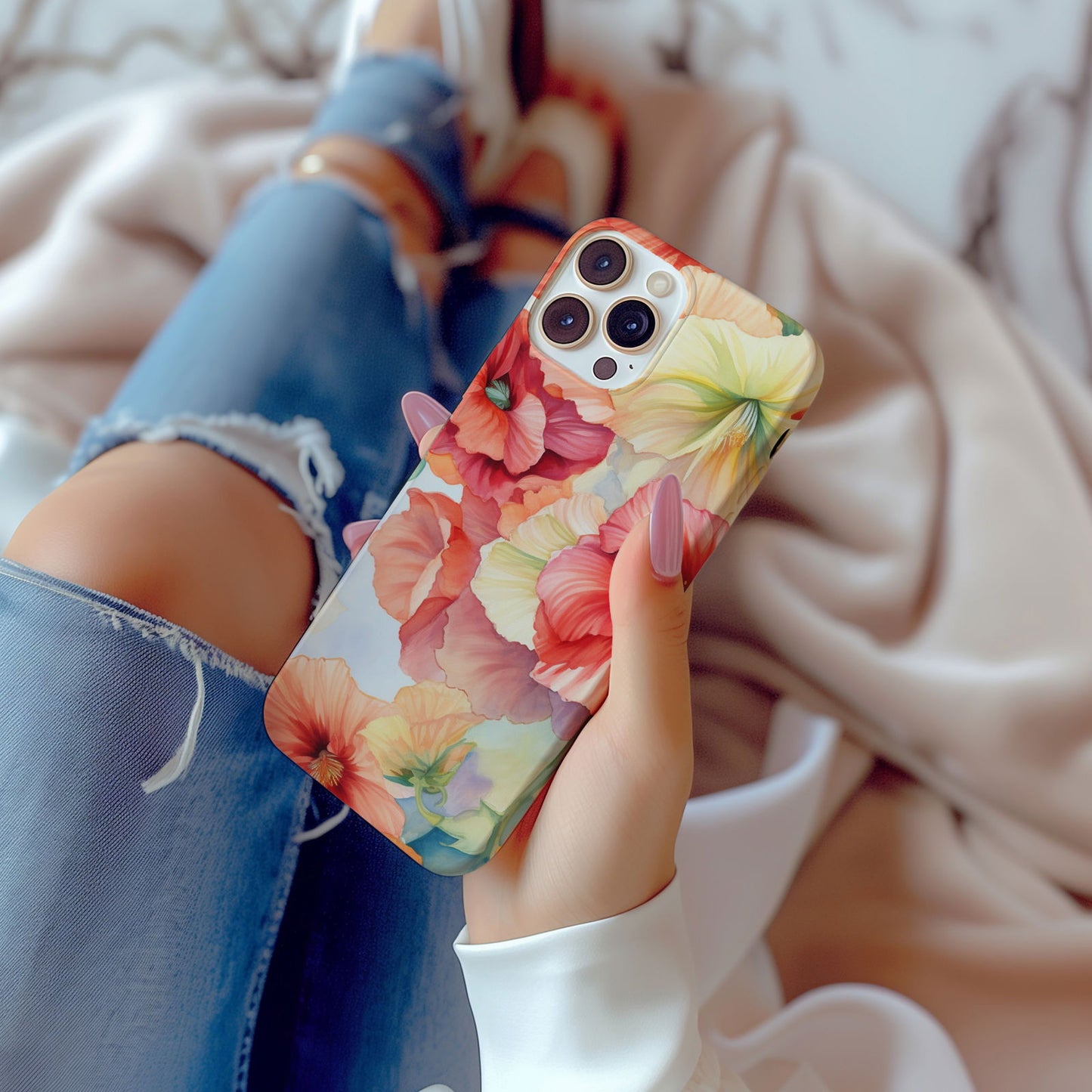 Vibrant Watercolor Floral iPhone Case Magsafe iPhone Case - Artistic & Colorful Protection for Your Device - Techy Treasures -