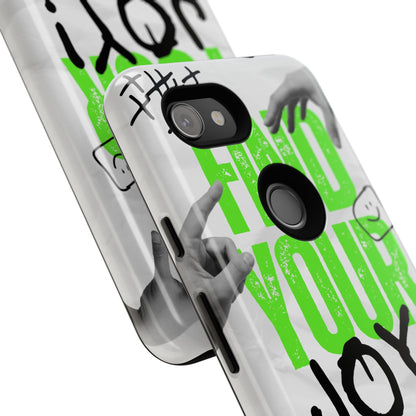 White Green Grunge Find Your Joy Phone Case