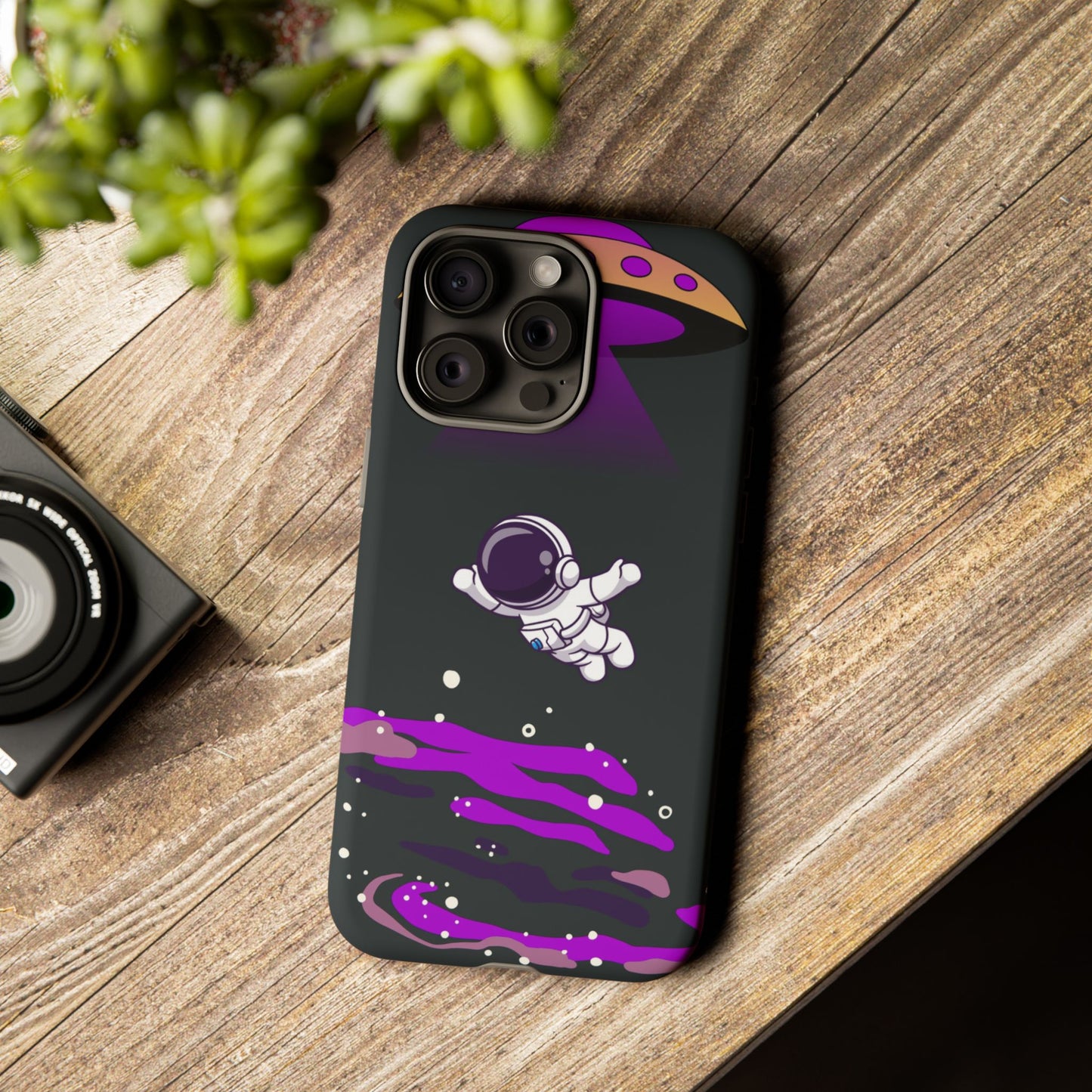 Black and Purple Minimalist Modern Space Phone Case