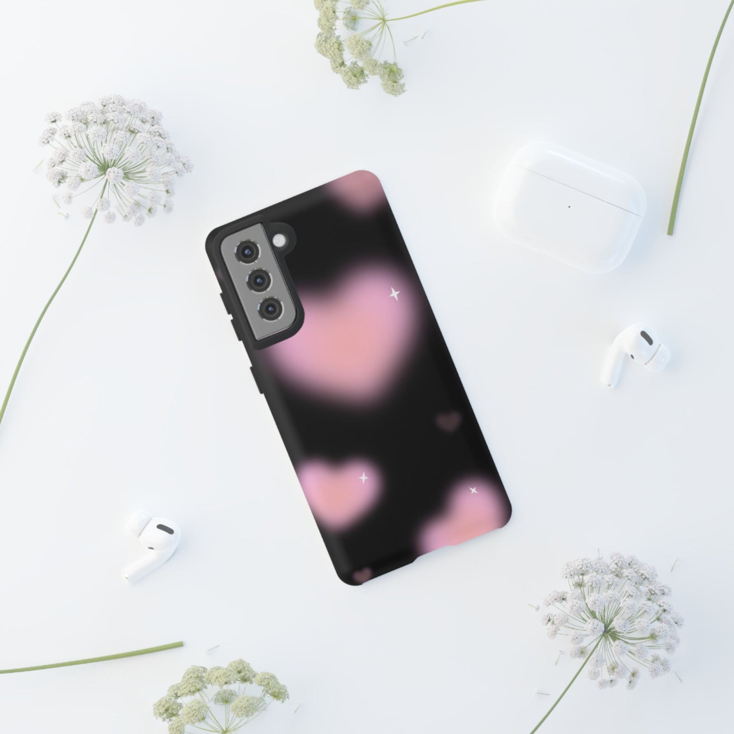 Black and Pink Blurry Heart Phone Case