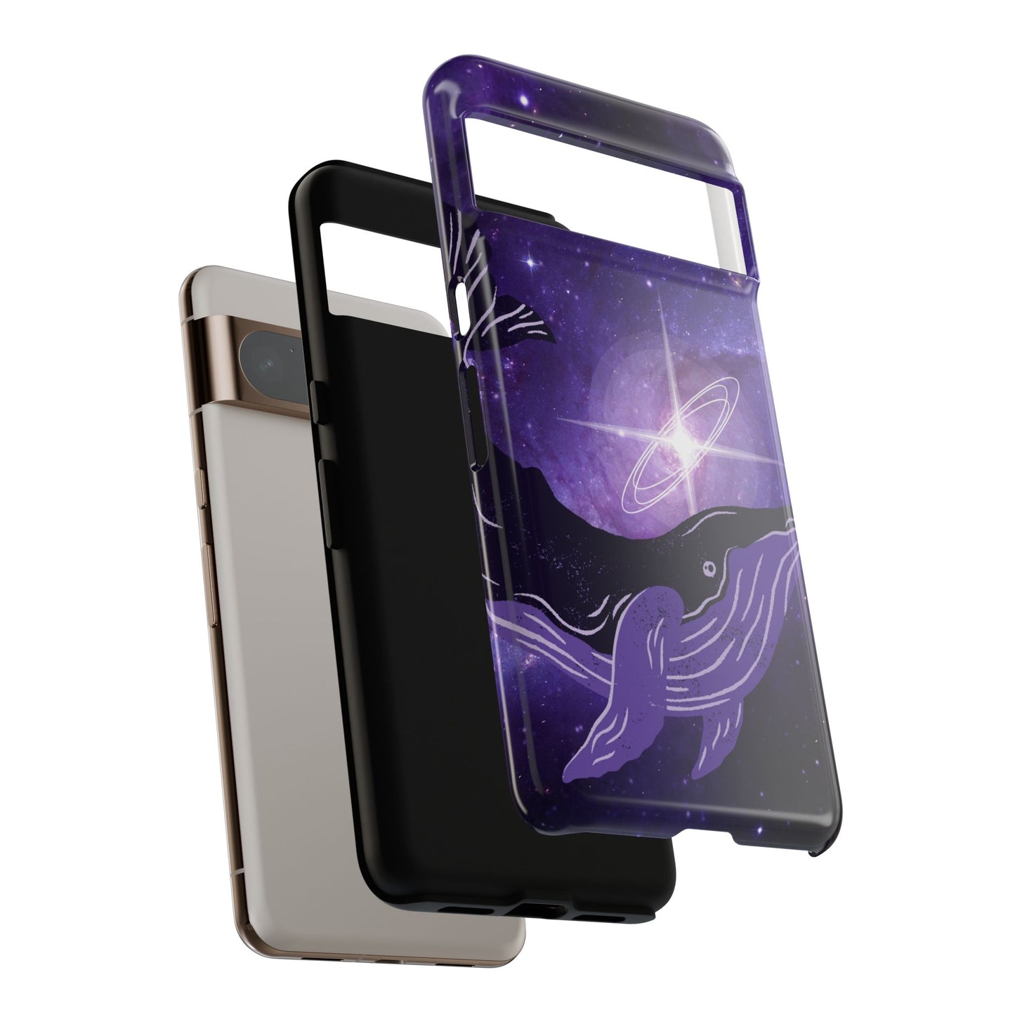 Purple Whale in Outer Space Phone Case