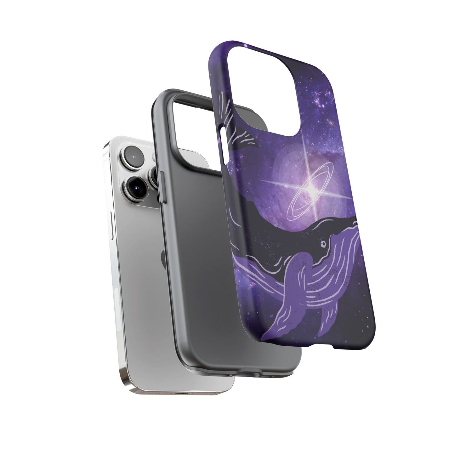 Purple Whale in Outer Space Phone Case