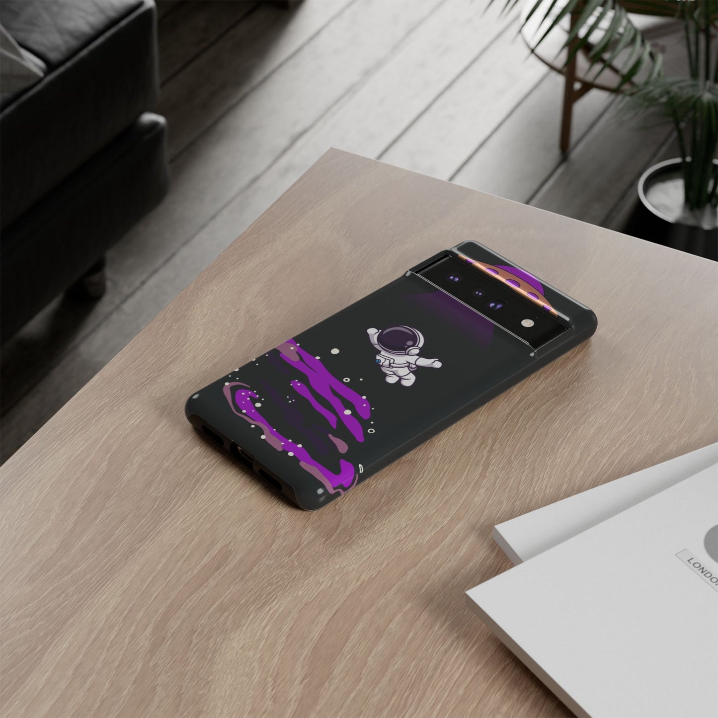 Black and Purple Minimalist Modern Space Phone Case