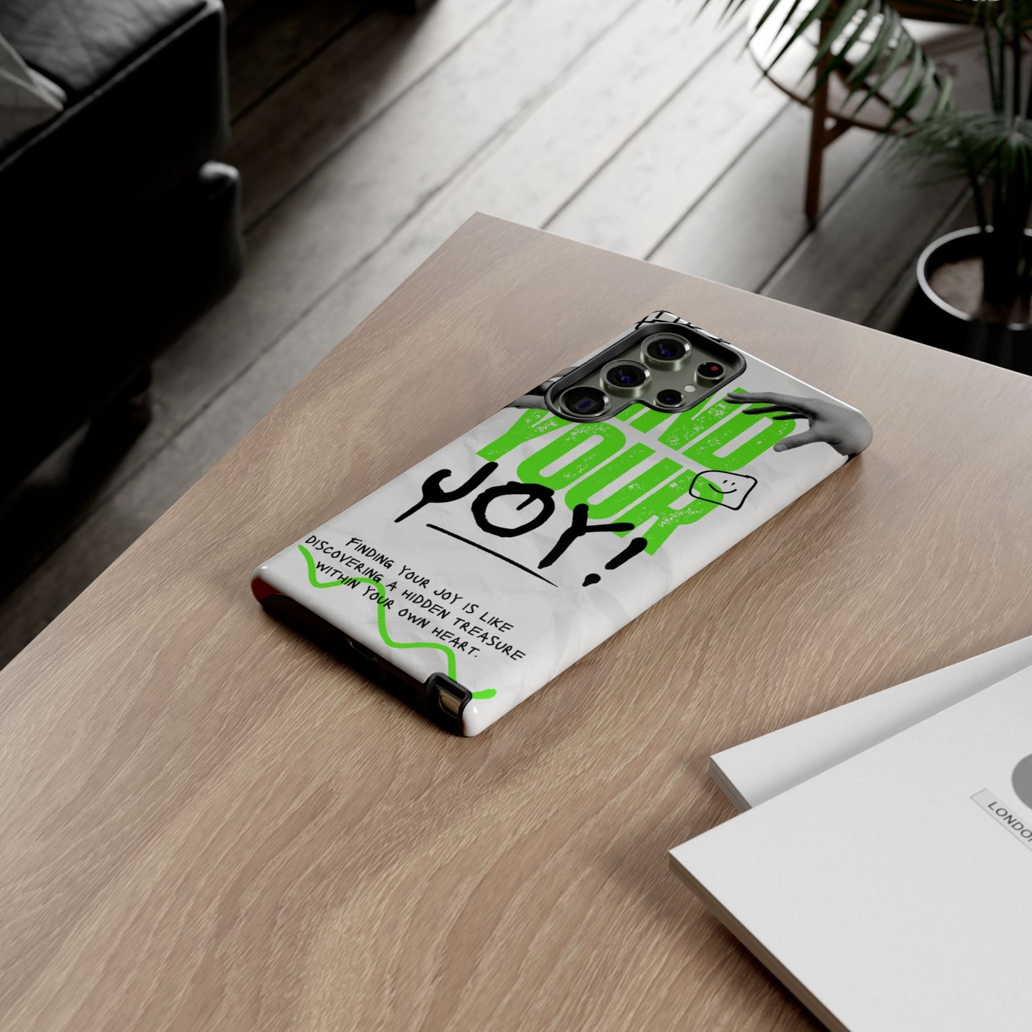 White Green Grunge Find Your Joy Phone Case