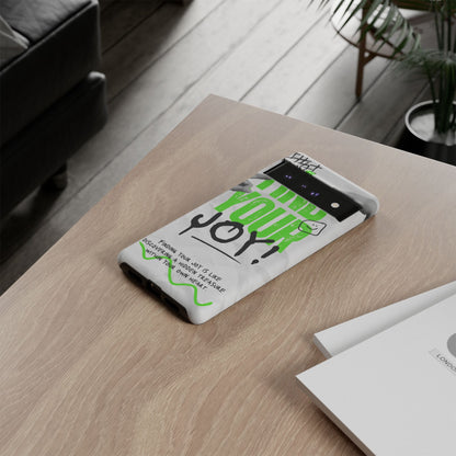 White Green Grunge Find Your Joy Phone Case