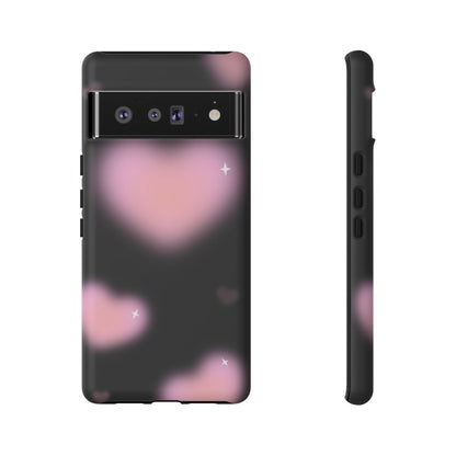 Black and Pink Blurry Heart Phone Case