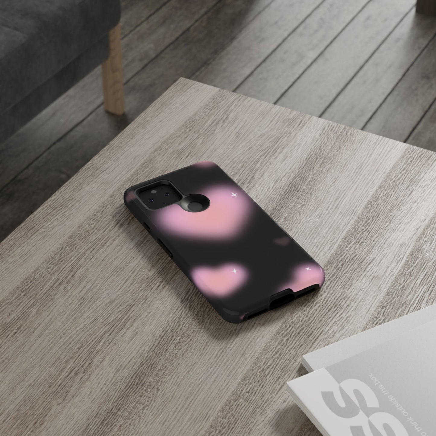 Black and Pink Blurry Heart Phone Case