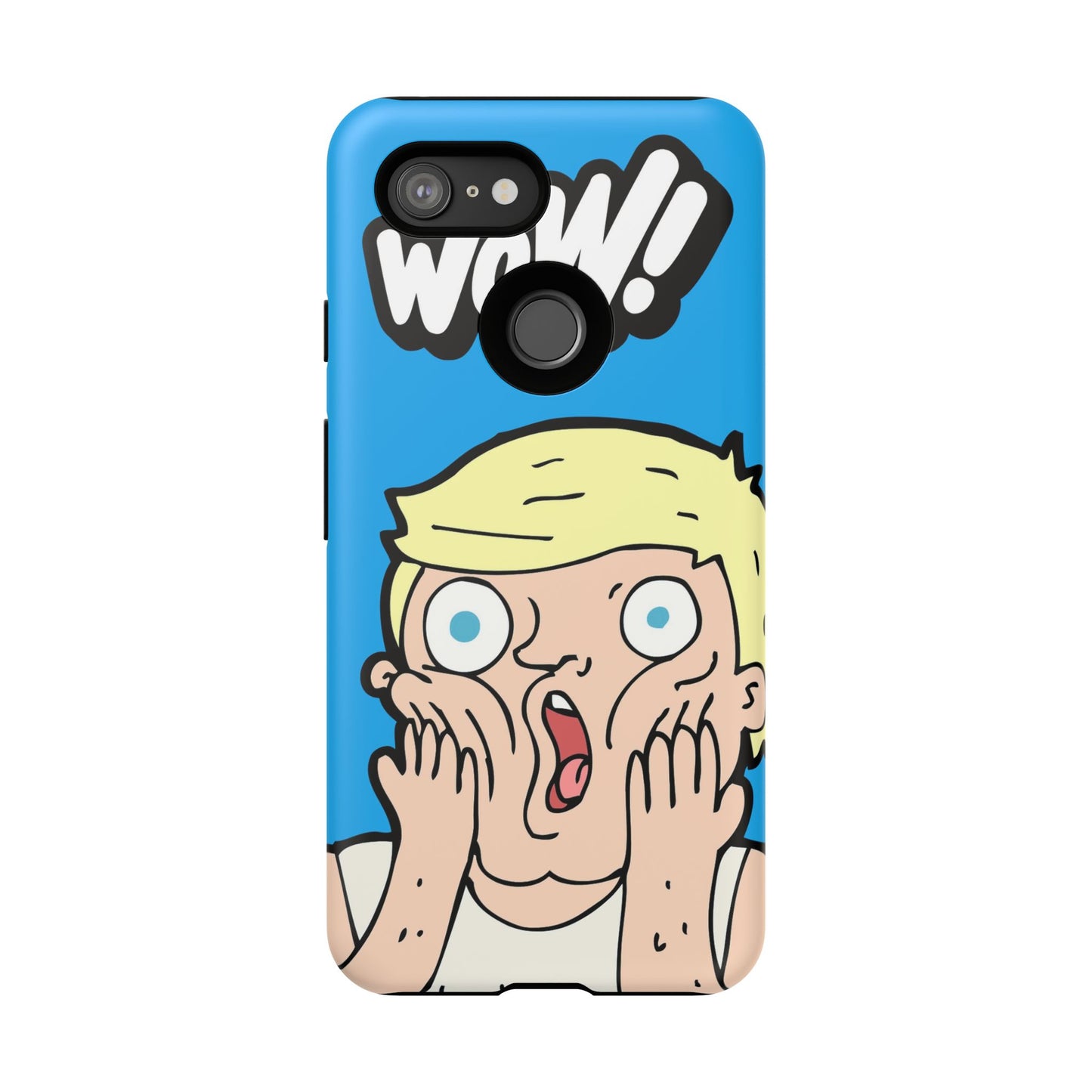 Blue Illustrated Shocked Man Phone Case