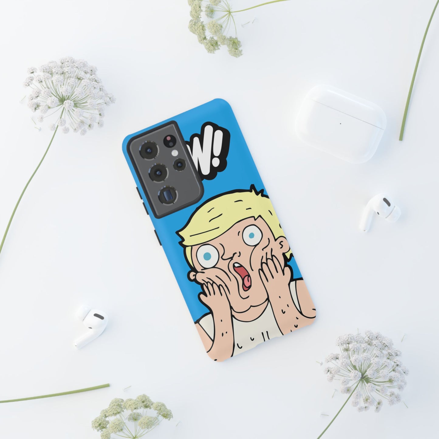 Blue Illustrated Shocked Man Phone Case