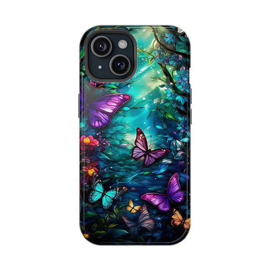 Colorful Butterfly Design Magnetic iPhone Case - Featuring an Array of Vibrant Butterflies, Combining Style and Functionality.