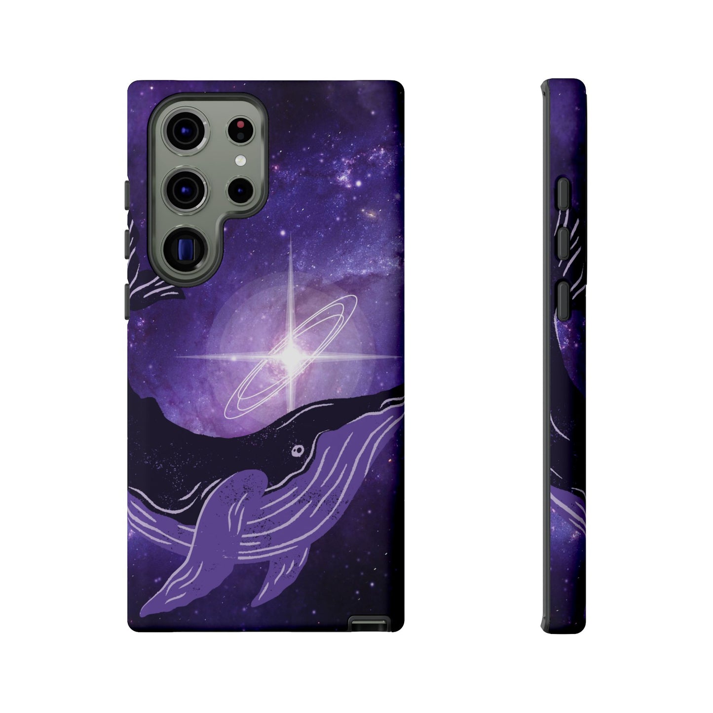 Purple Whale in Outer Space Phone Case