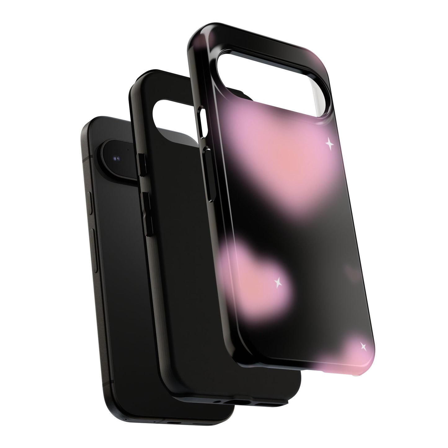 Black and Pink Blurry Heart Phone Case