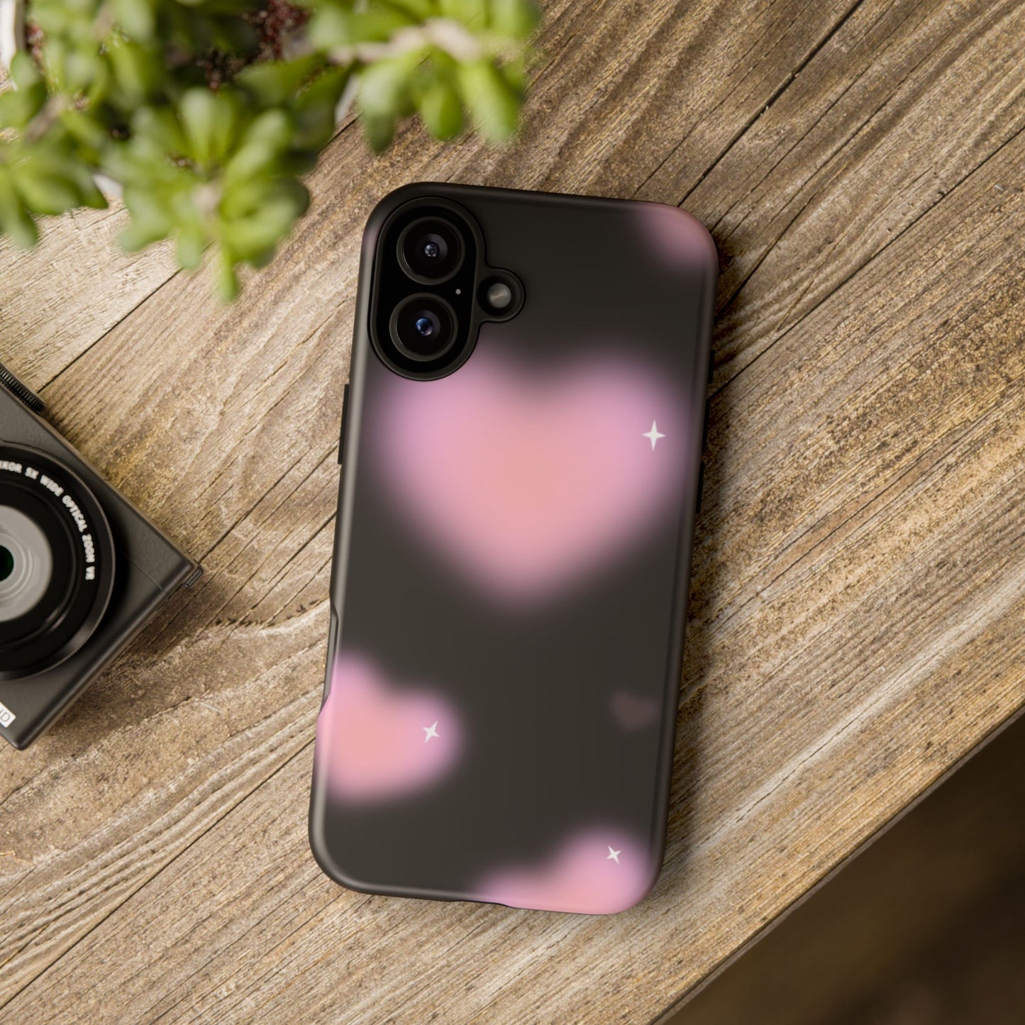 Black and Pink Blurry Heart Phone Case