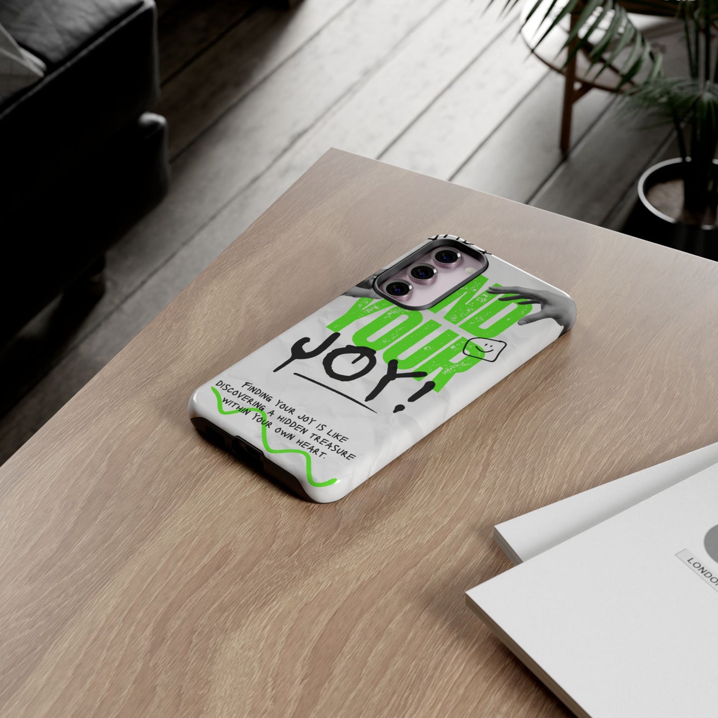 White Green Grunge Find Your Joy Phone Case