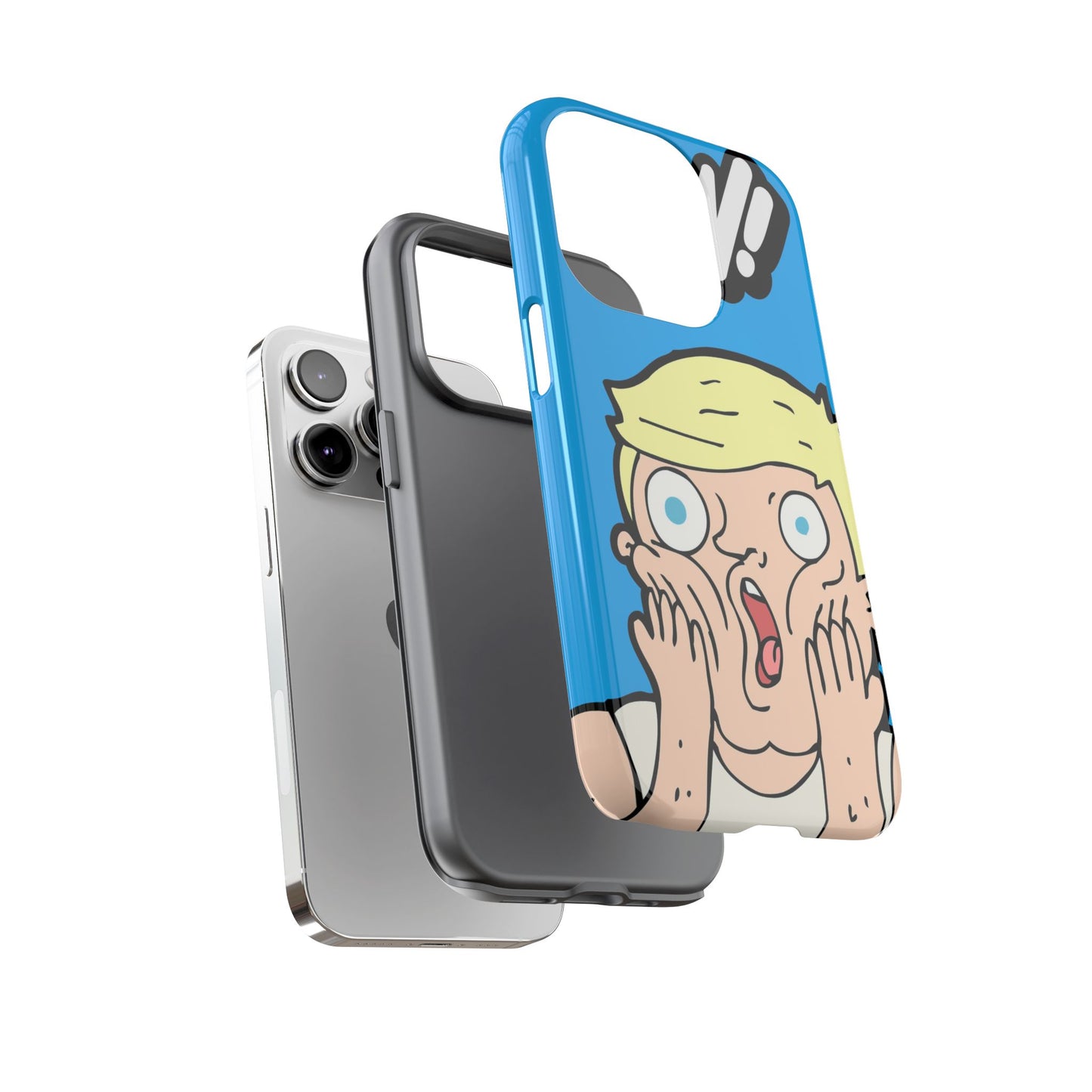 Blue Illustrated Shocked Man Phone Case