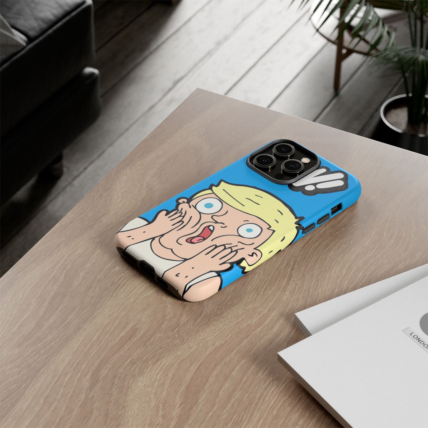 Blue Illustrated Shocked Man Phone Case