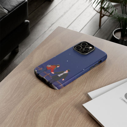 Blue Illustrated Couple and Night Sky Phone Case
