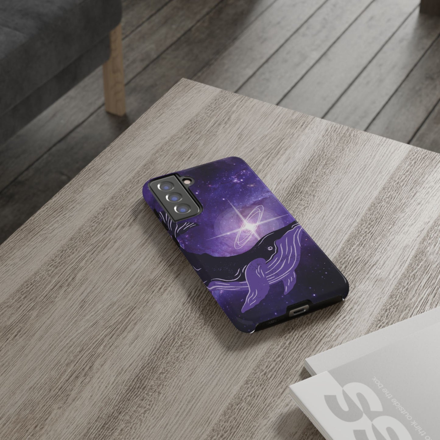 Purple Whale in Outer Space Phone Case