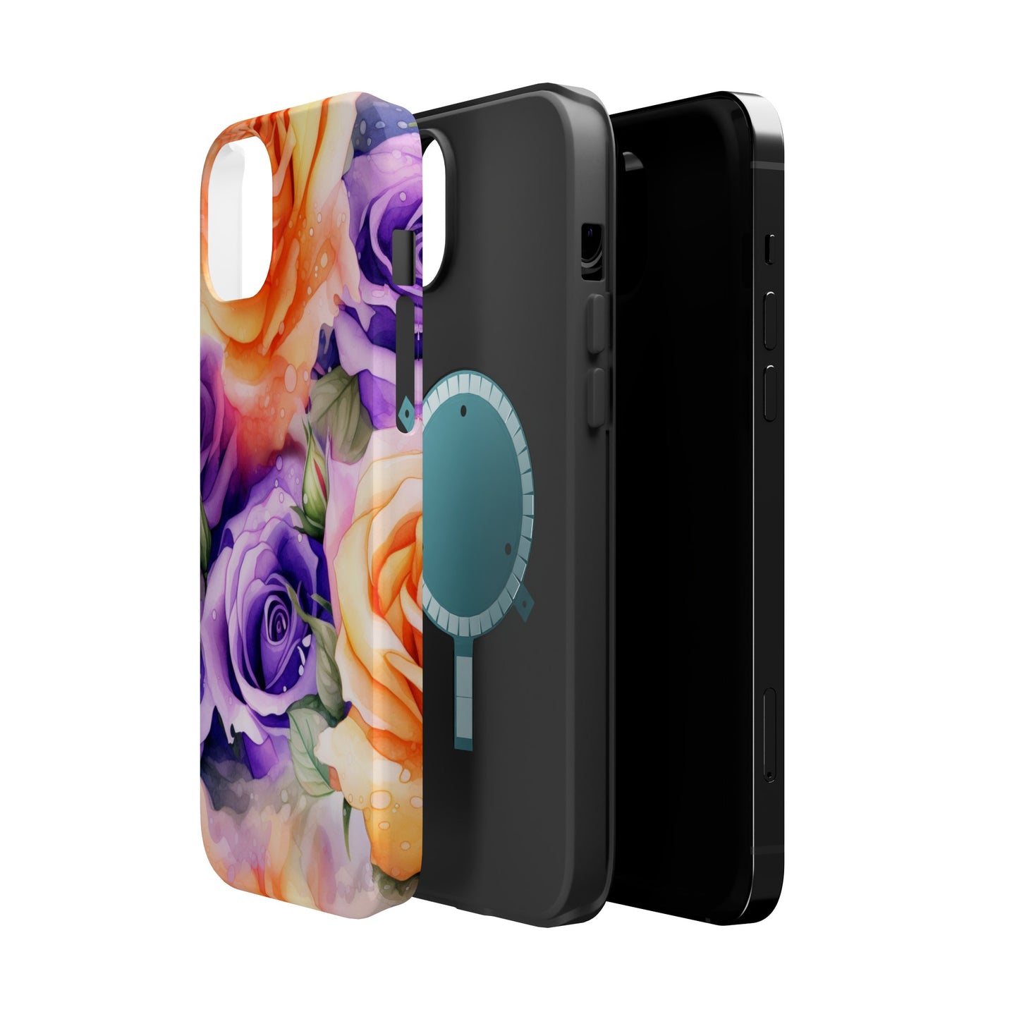 Vibrant Purple and Gold Floral Pattern Magnetic iPhone Case