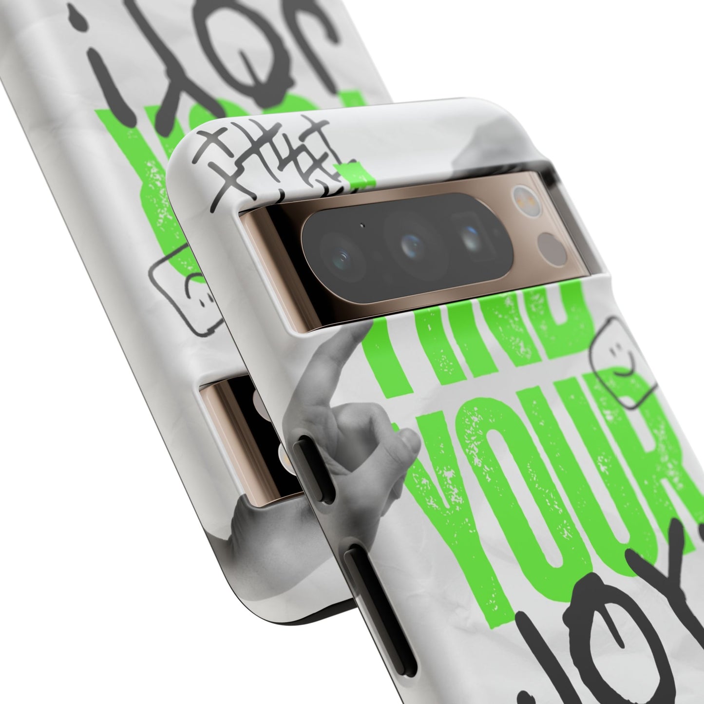 White Green Grunge Find Your Joy Phone Case