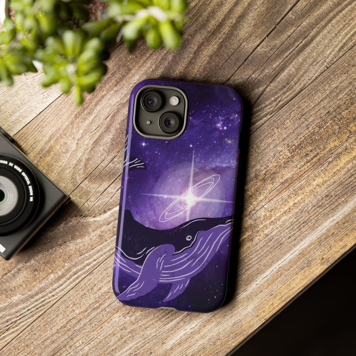 Purple Whale in Outer Space Phone Case