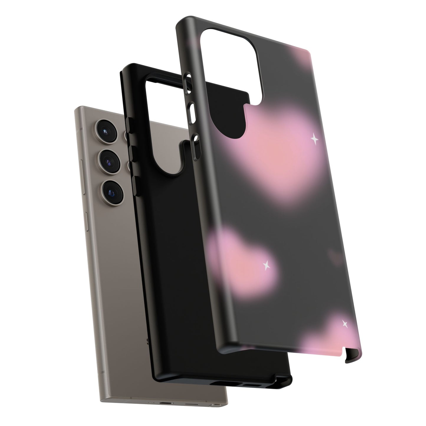 Black and Pink Blurry Heart Phone Case