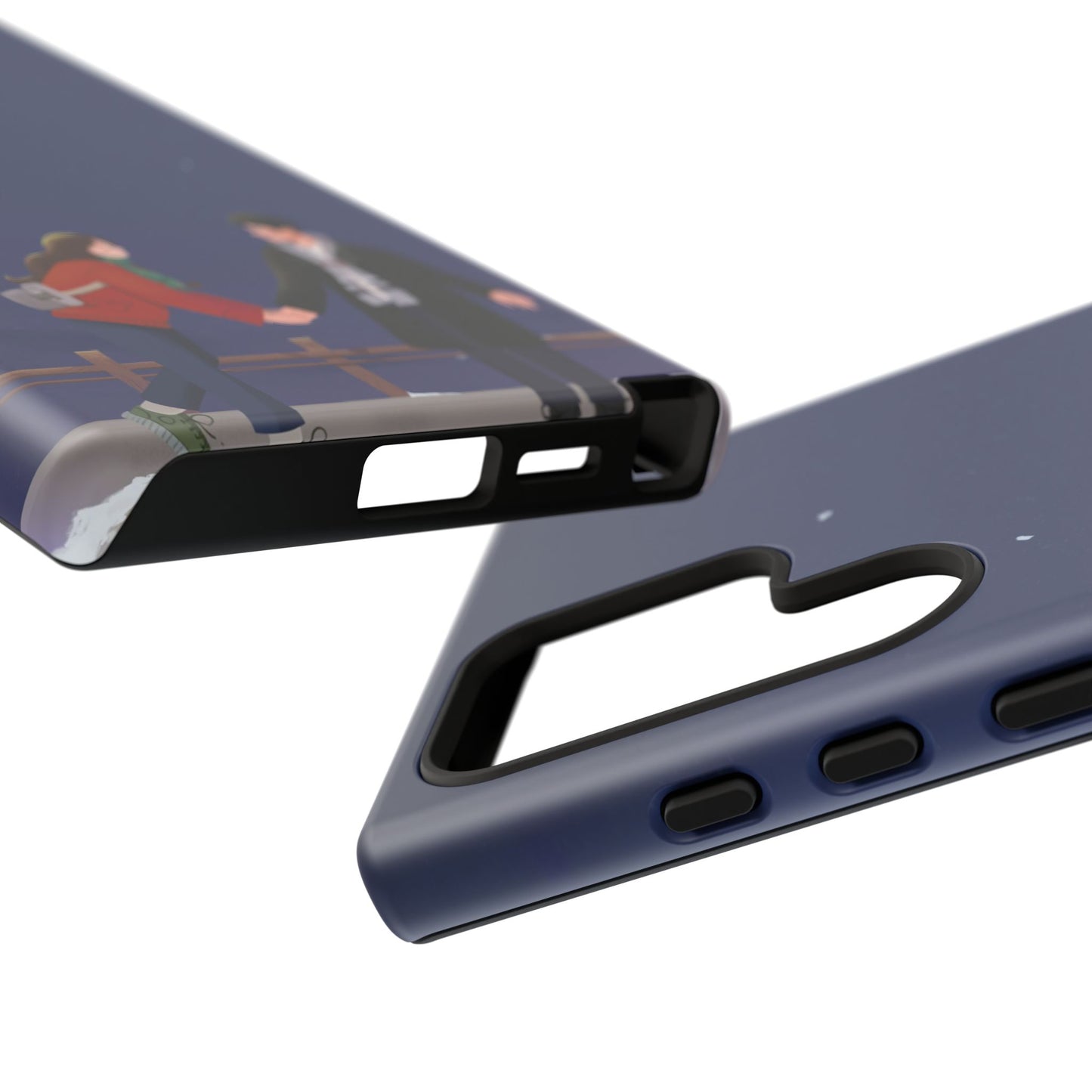 Blue Illustrated Couple and Night Sky Phone Case