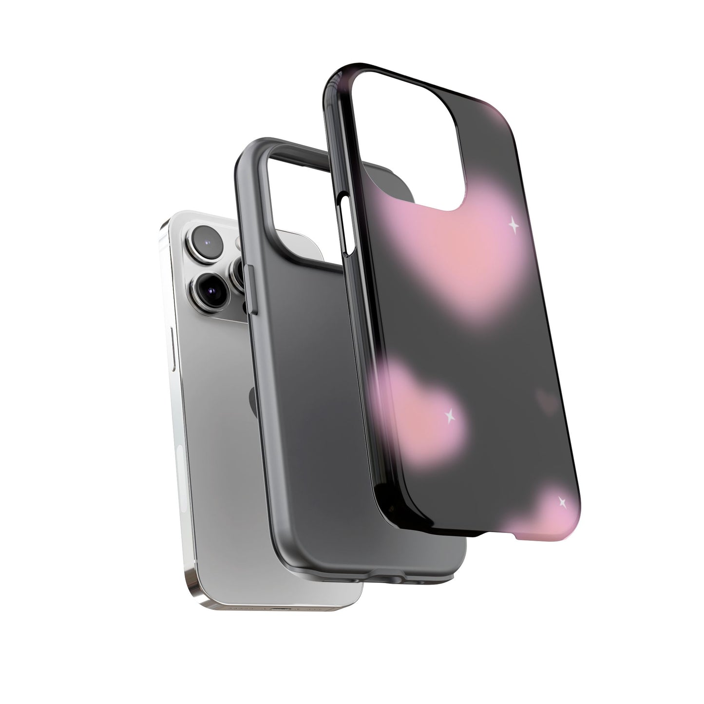 Black and Pink Blurry Heart Phone Case