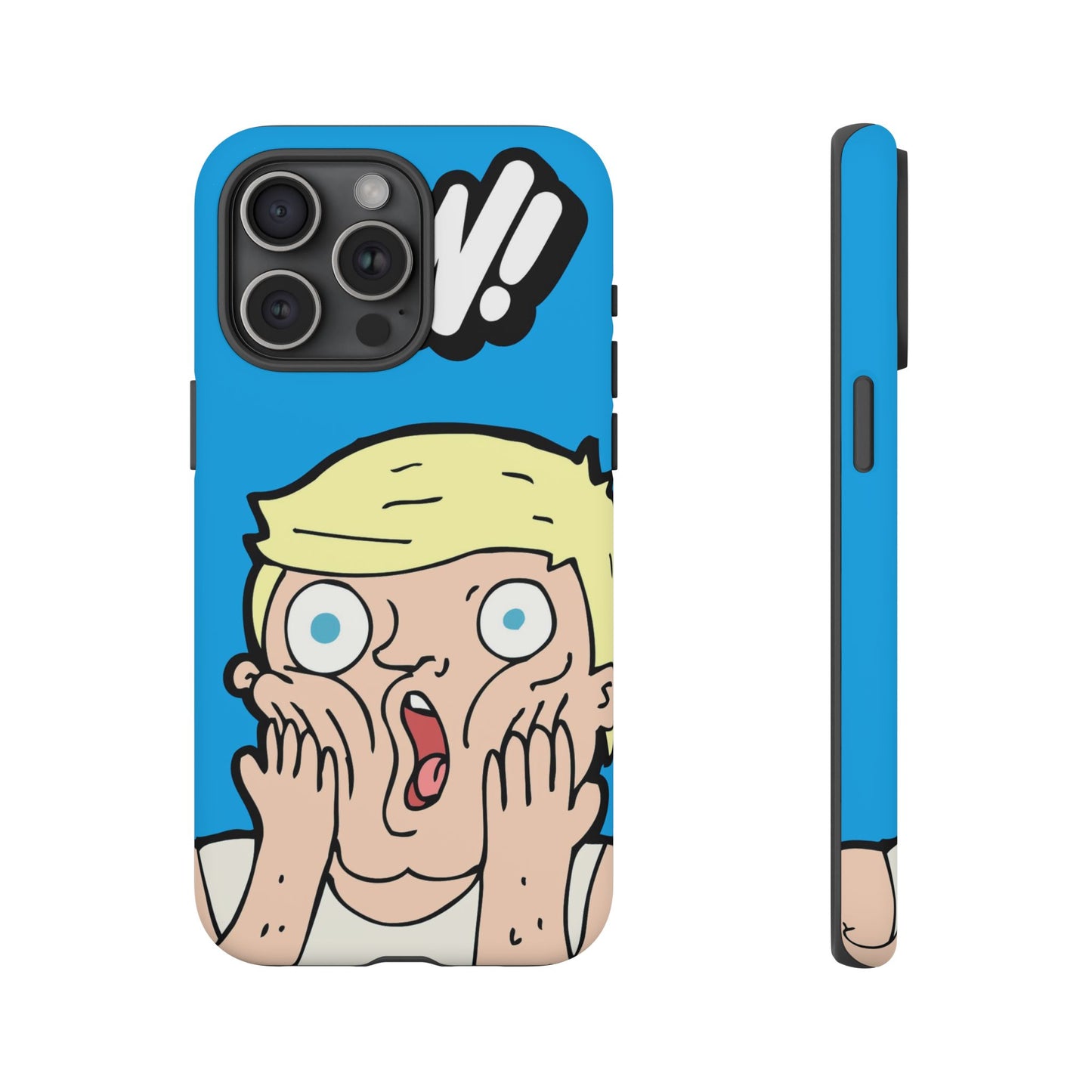 Blue Illustrated Shocked Man Phone Case