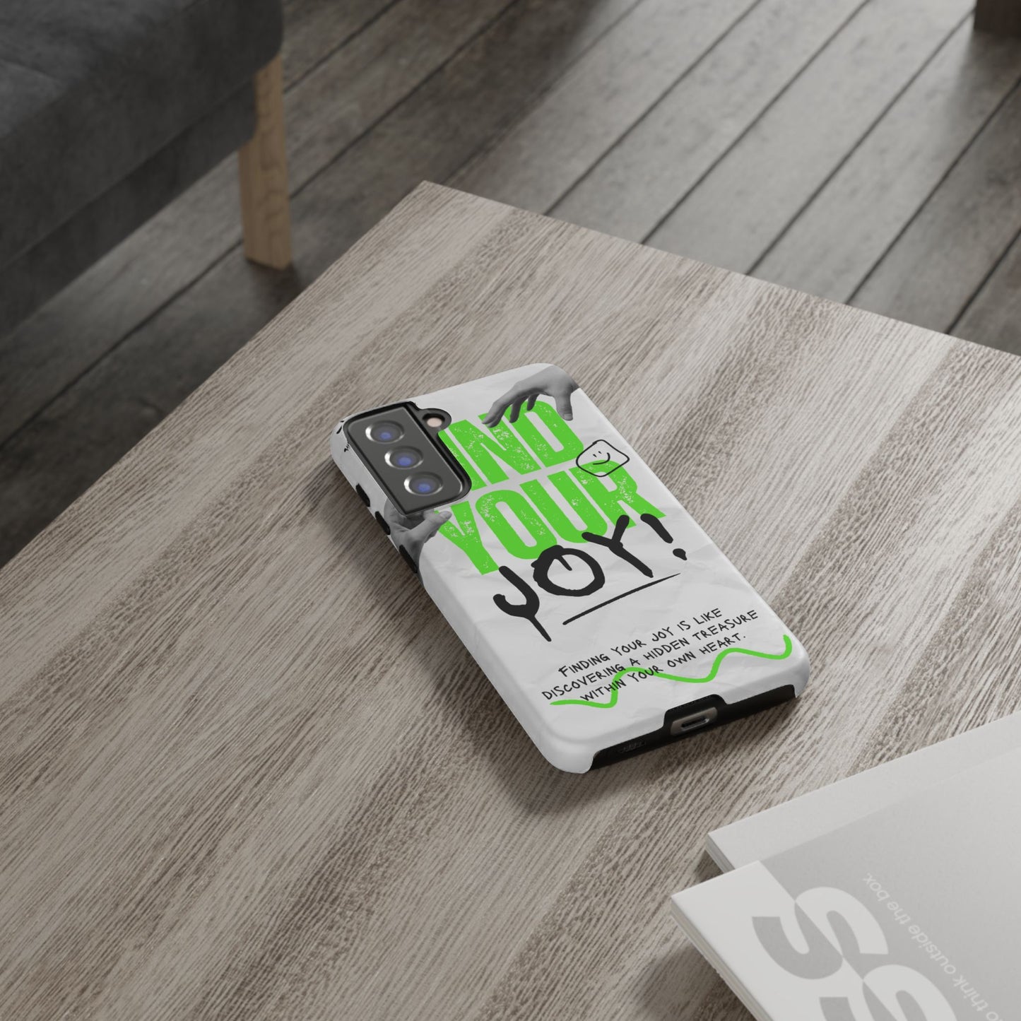 White Green Grunge Find Your Joy Phone Case