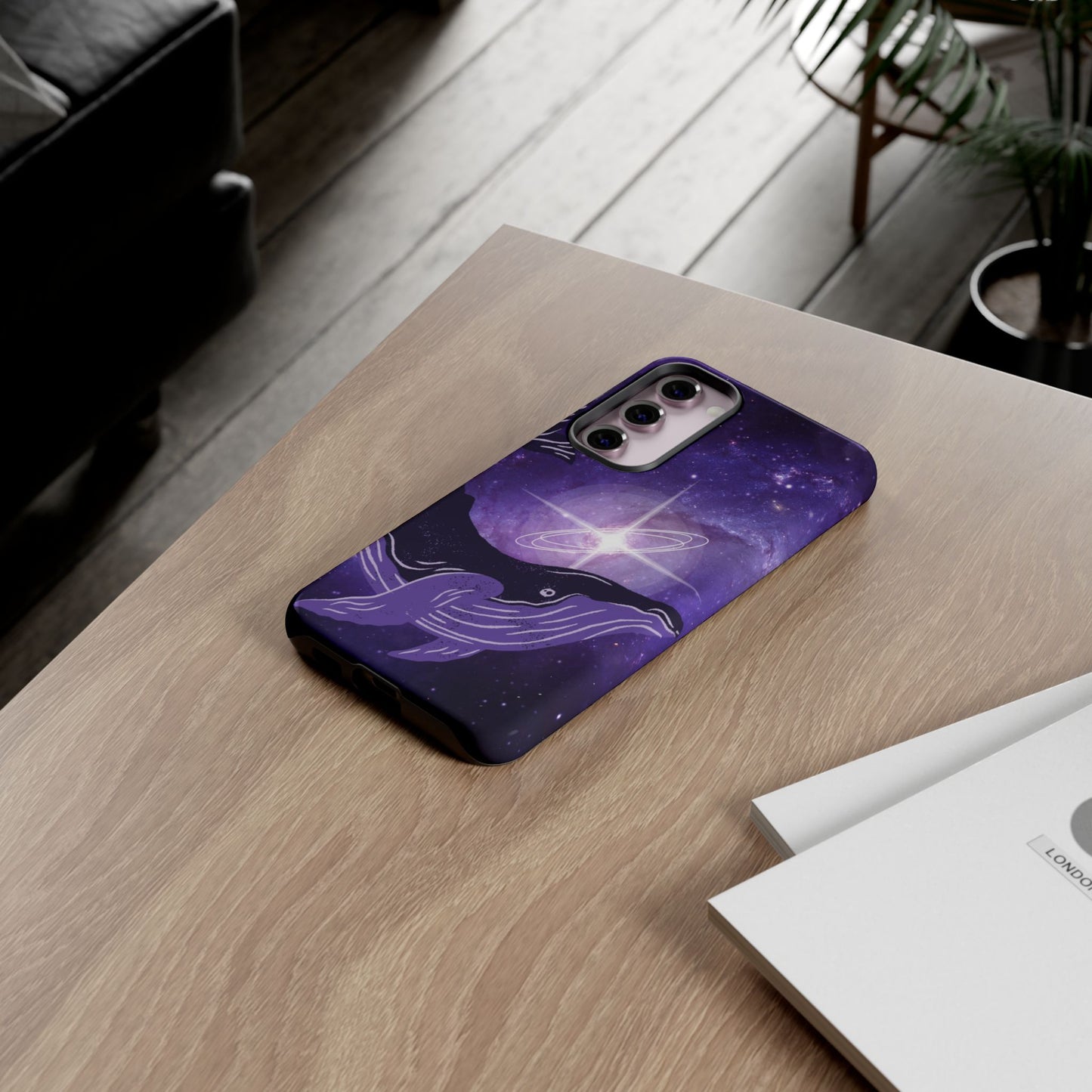 Purple Whale in Outer Space Phone Case