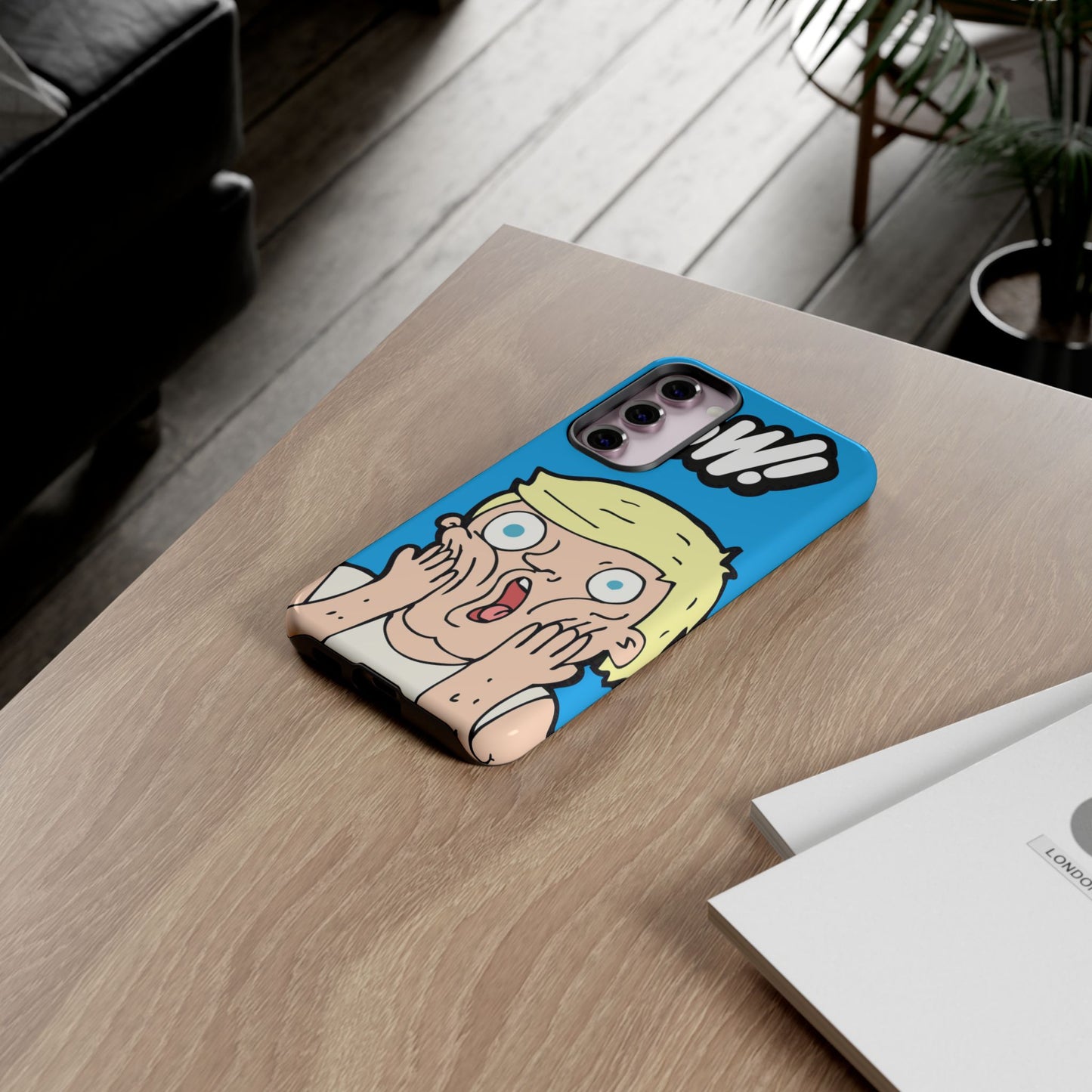 Blue Illustrated Shocked Man Phone Case
