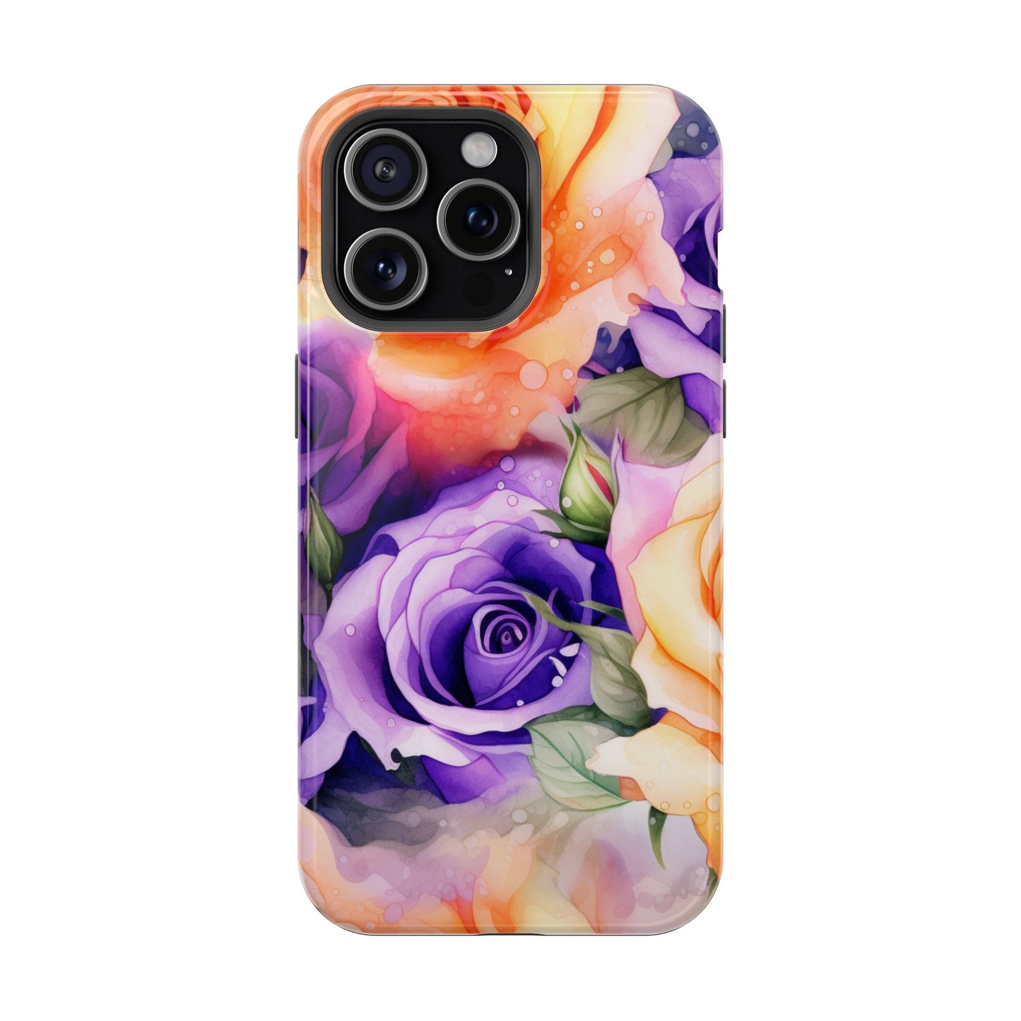 Vibrant Purple and Gold Floral Pattern Magnetic iPhone Case