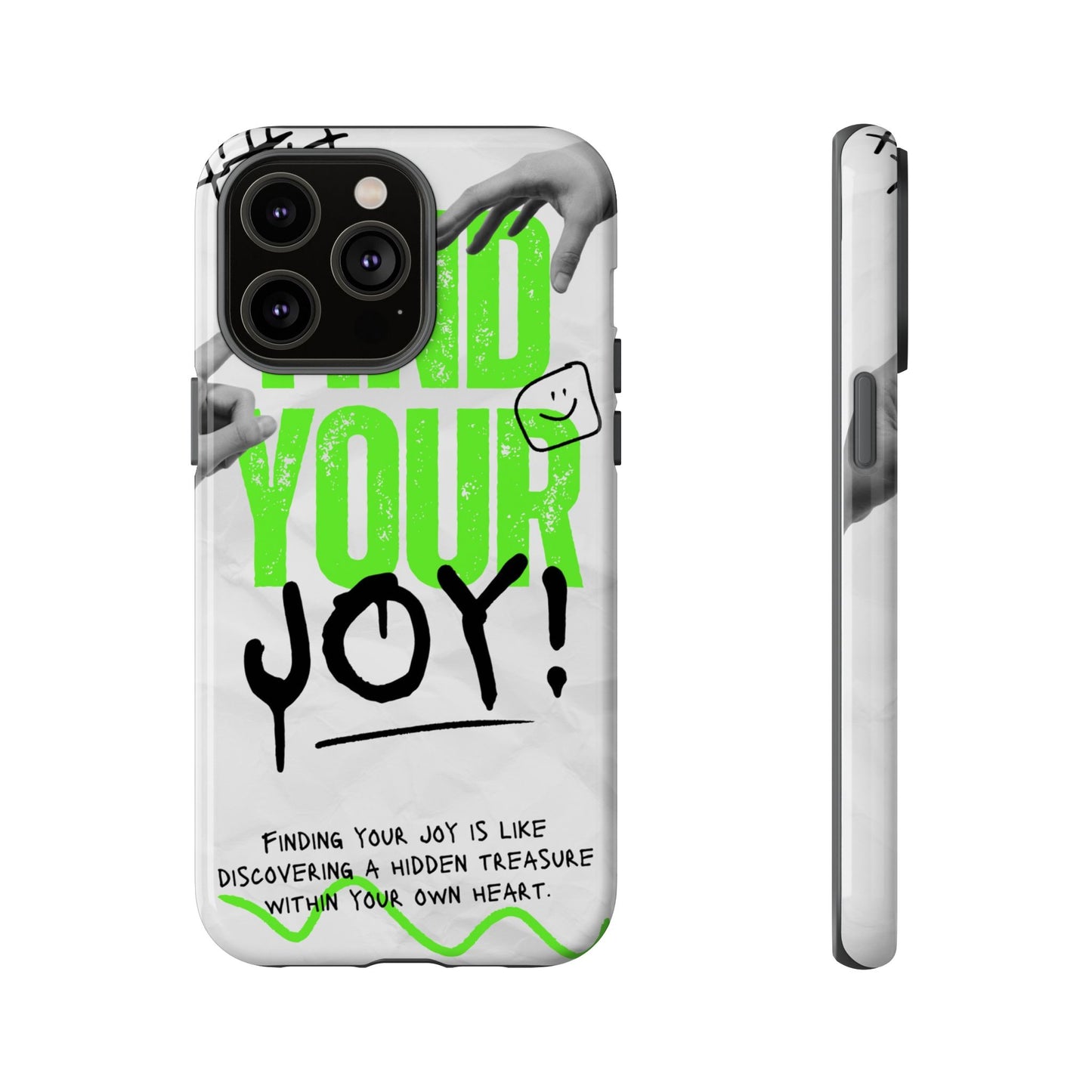 White Green Grunge Find Your Joy Phone Case