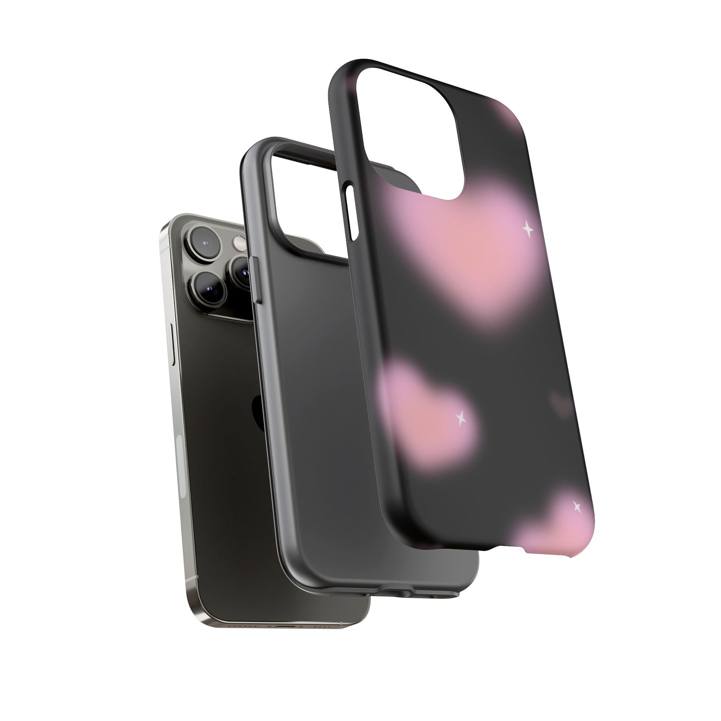 Black and Pink Blurry Heart Phone Case