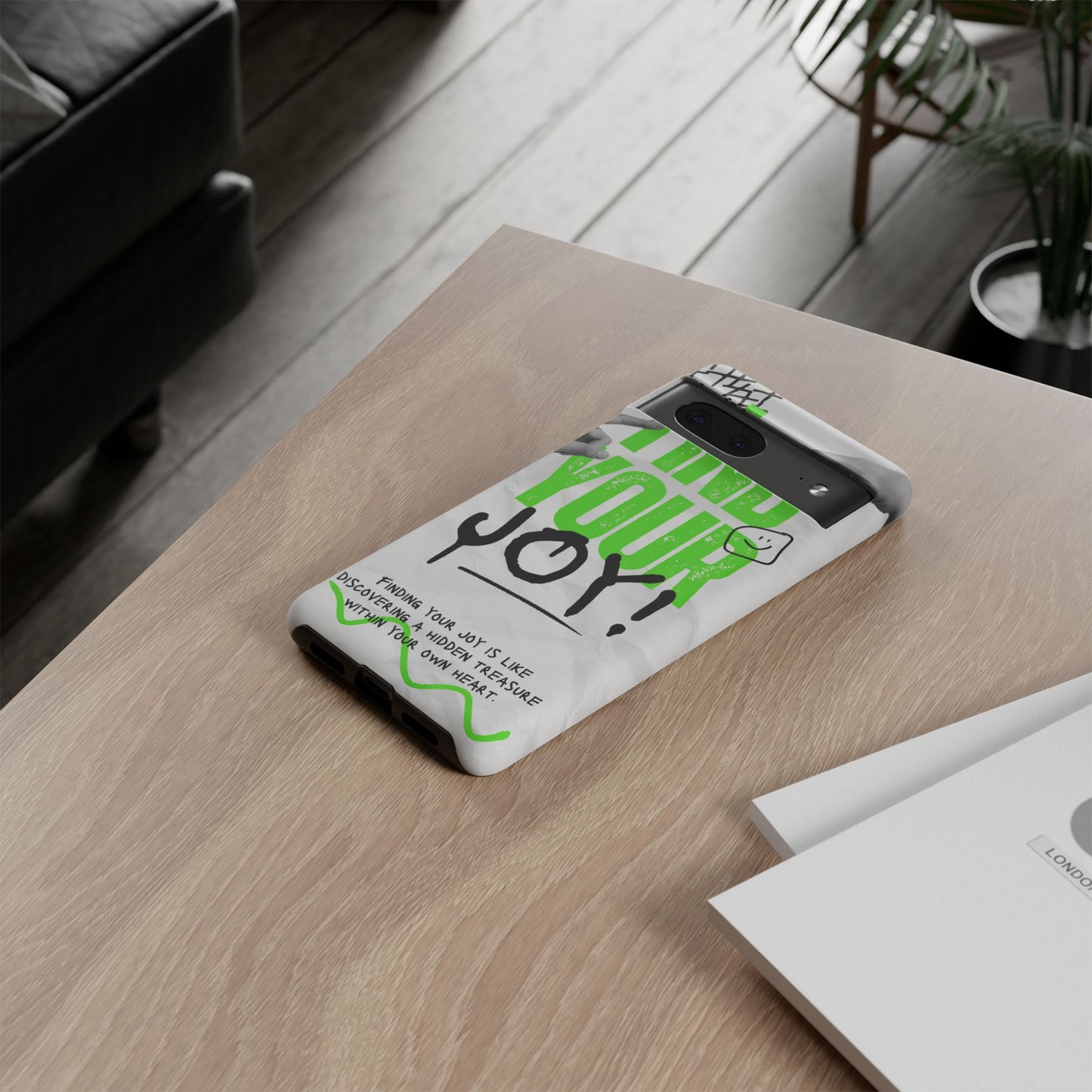 White Green Grunge Find Your Joy Phone Case