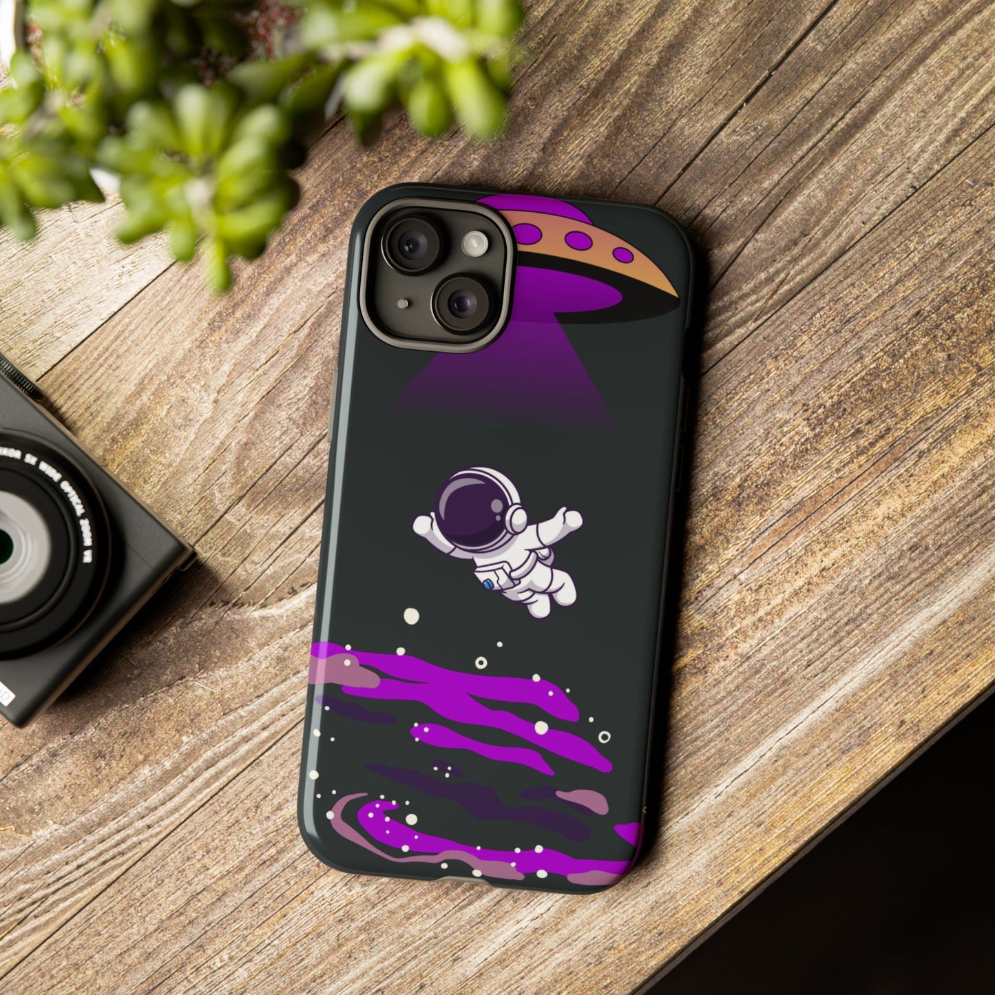 Black and Purple Minimalist Modern Space Phone Case
