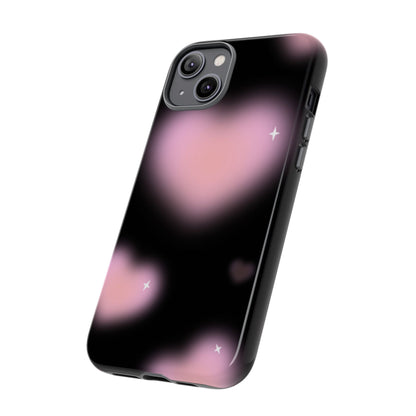 Black and Pink Blurry Heart Phone Case