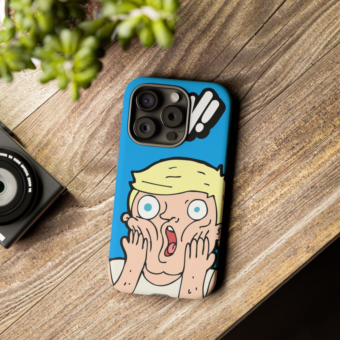 Blue Illustrated Shocked Man Phone Case