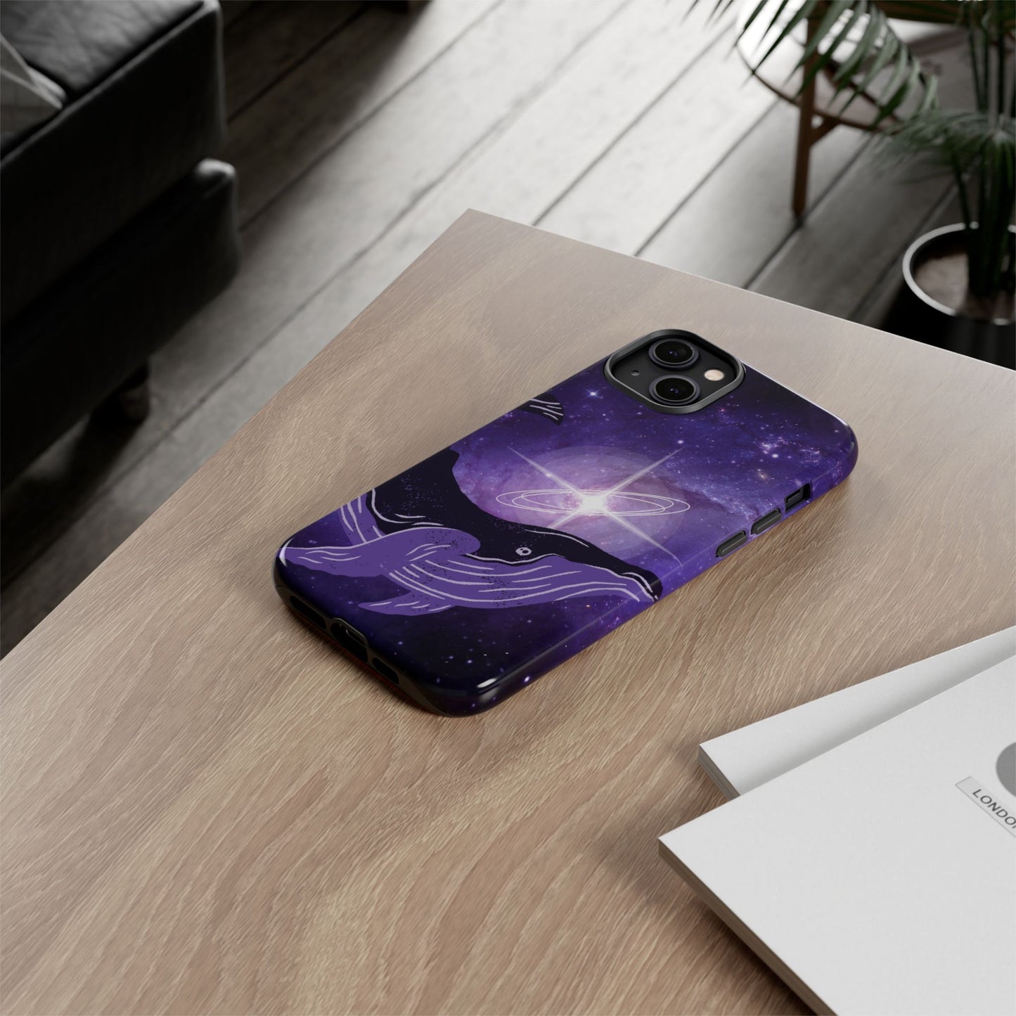 Purple Whale in Outer Space Phone Case