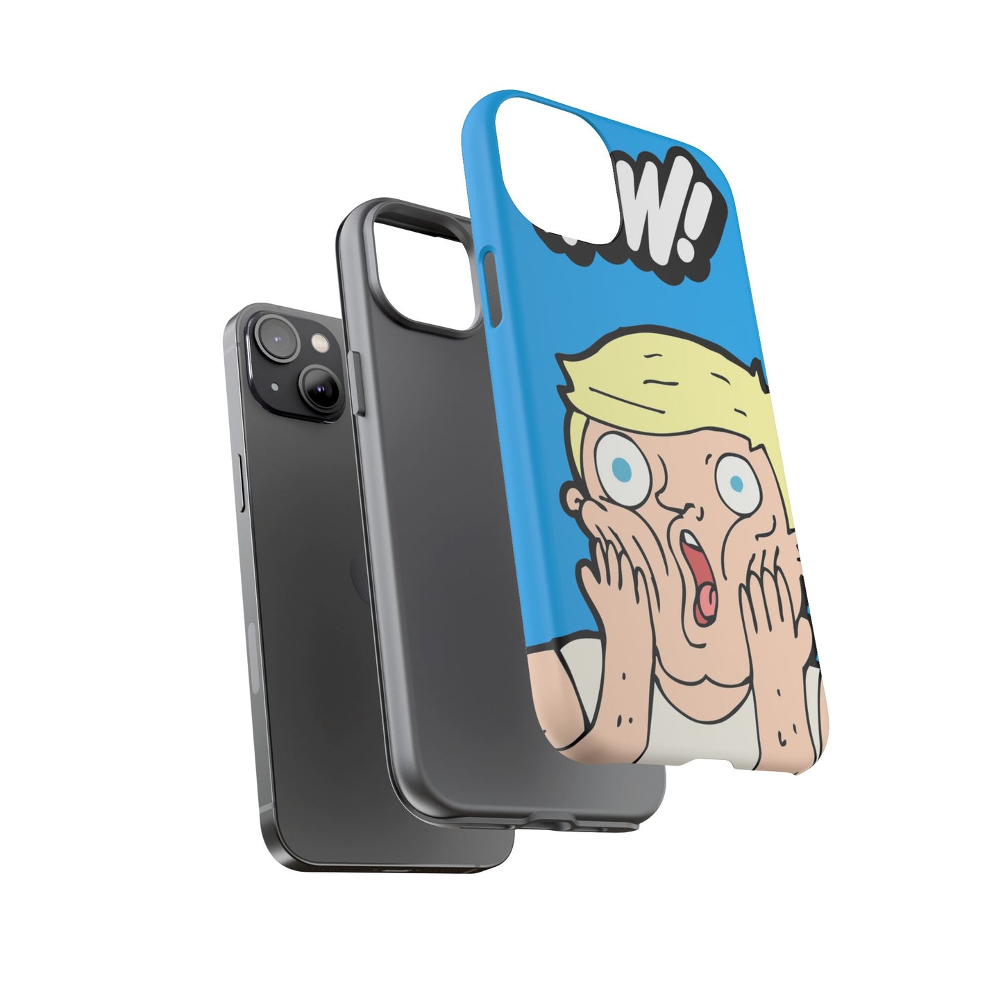 Blue Illustrated Shocked Man Phone Case